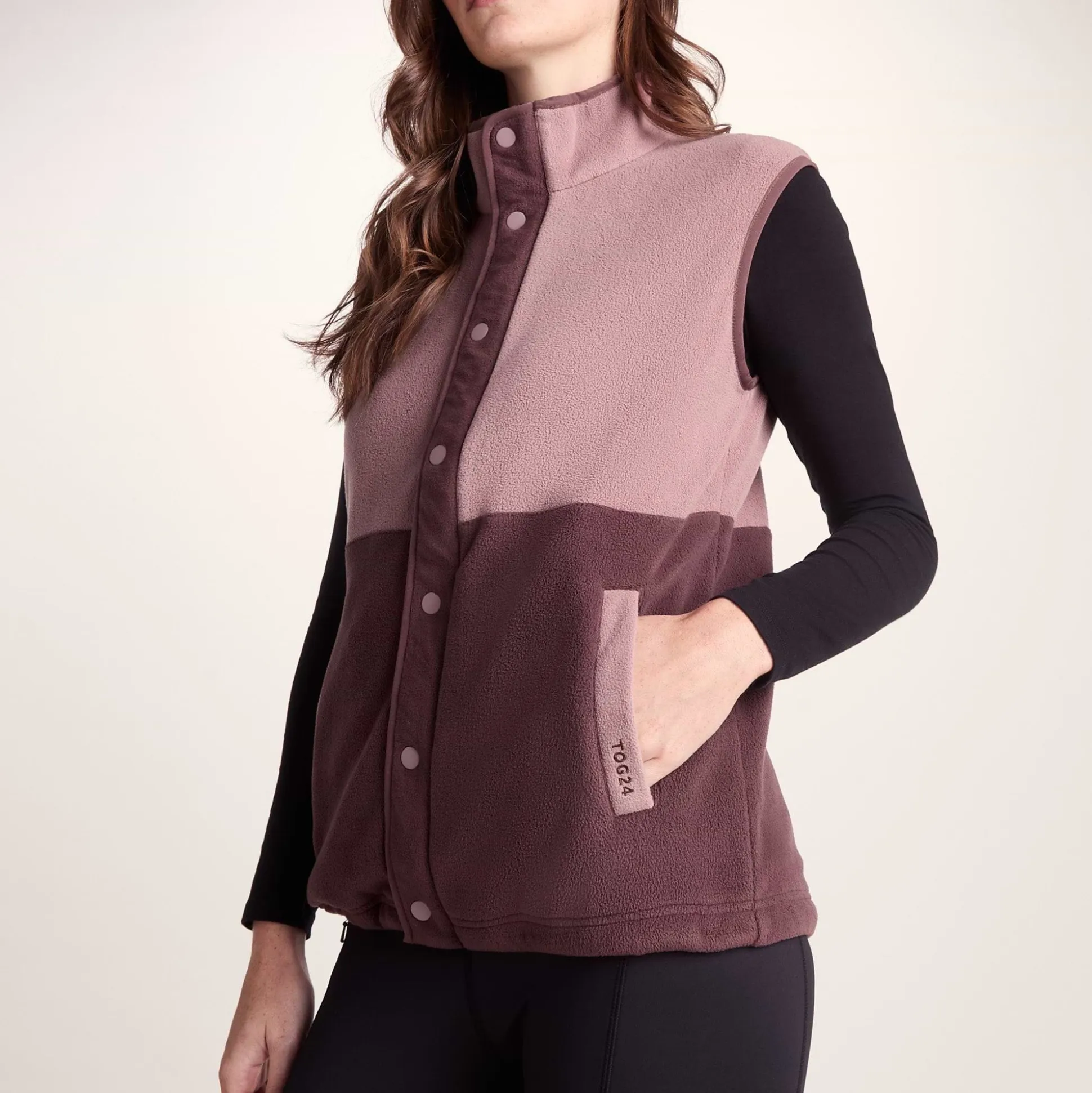 Tunston Womens Relaxed Fit Microfleece Gilet - Mauve/Dark Mauve