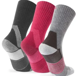 Wels 3Pack Womens Trek Socks - Black/Magenta Pink/Dark Grey Marl